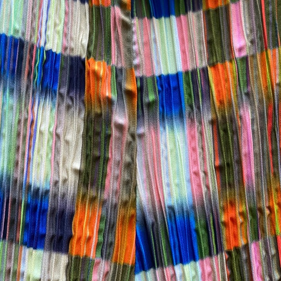 Julia Heuer Crinkle Stretch Pant Bell Wide Leg Rainbow Pride Orange Blue Rave - Picture 5 of 9